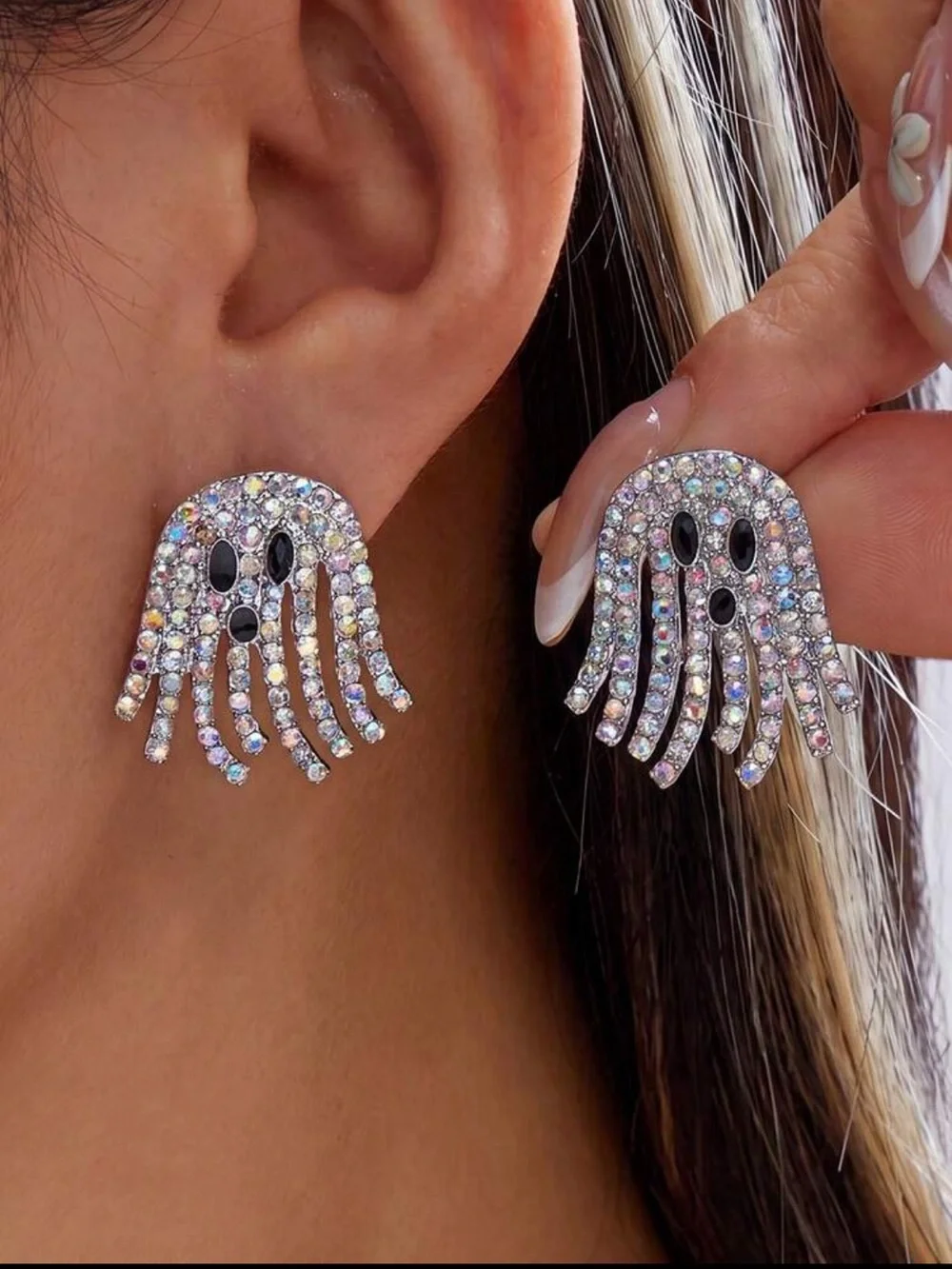 Crystal Aurora Ghost Drop Earrings NEW 🏷️